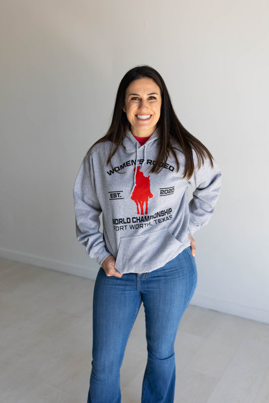Gray Hoodie Jacket with Women's Rodeo World Championship Design